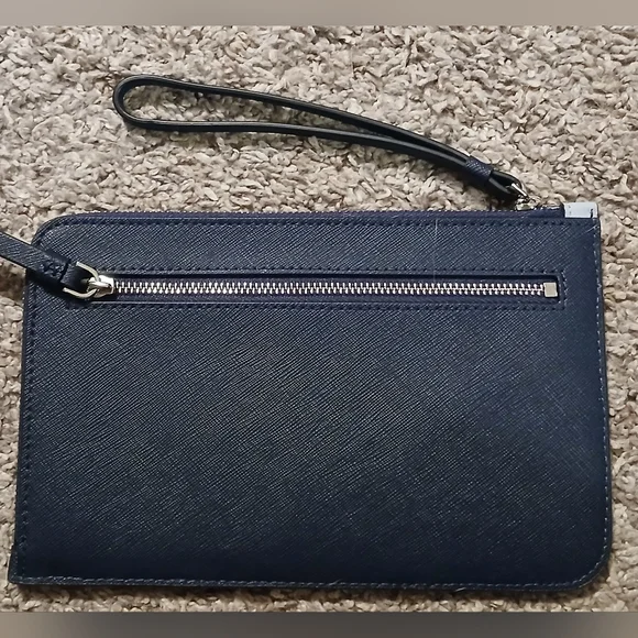 💙 Kate Spade New York Colorblock Saffiano Leather Wristlet Navy Light Blue - Picture 4 of 7